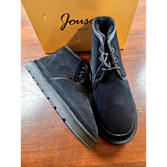 Jousen Milan Mens 13 Black Casual Ankle Chukka Alpine Style Suede Boot - Picture 9 of 12